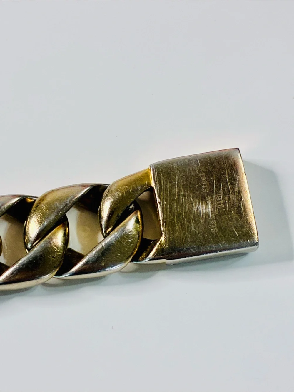 Men's Gold-Tone Cuban Link Bracelet HEAVY 90g Stainless Steel Pre loved
